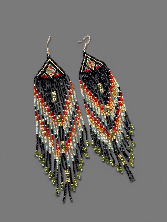 Boheme Jewelry - Night Cloud Beaded Earrings Boho Fringe Southwestern Handmade Jewelry